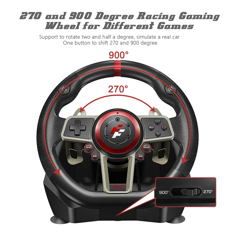 900° racing game steering wheel computer learning car simulation PC/PS3/PS4/Xboxone/Switch 900 degrees L50 | Электроника