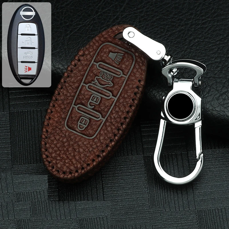 Верхний слой кожаный чехол для автомобильного ключа Nissan Qashqai J11 X Trail T31 T32 Rogue Pathfinder