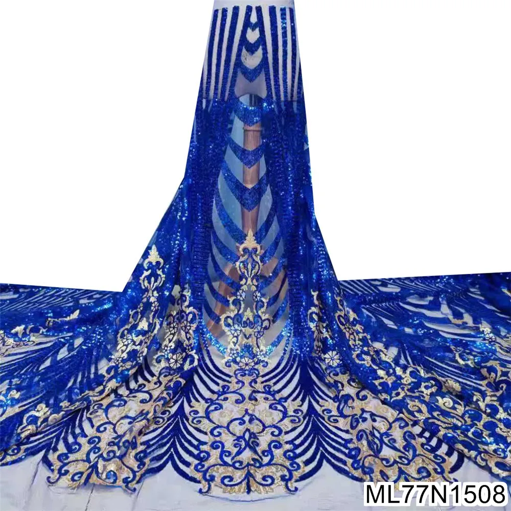 

African net Lace Fabric 2021 Latest Sequin Lace Fabric French Tulle Lace Fabric High Quality Lace For Wedding ML77N15