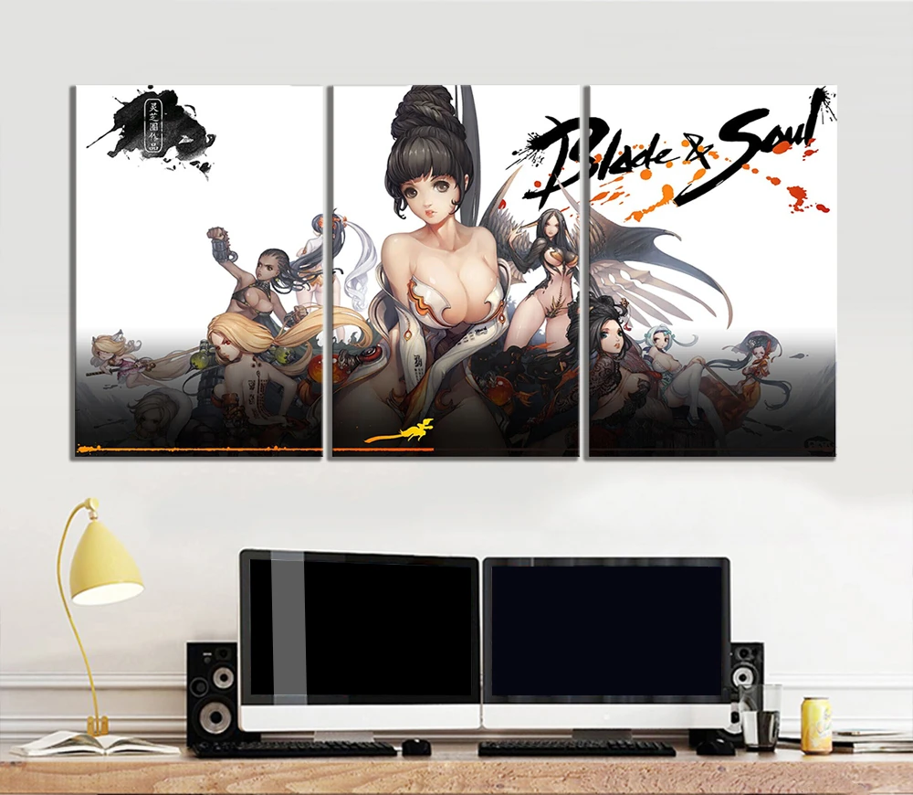 3pcs Game Grils Sexy Picture Blade &amp Soul Poster Artwork Painting for Bedroom Wall Decor | Calligraphy