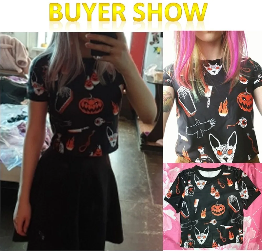 Женская готическая Футболка с принтом тыквы на Хэллоуин Rosetic летняя уличная