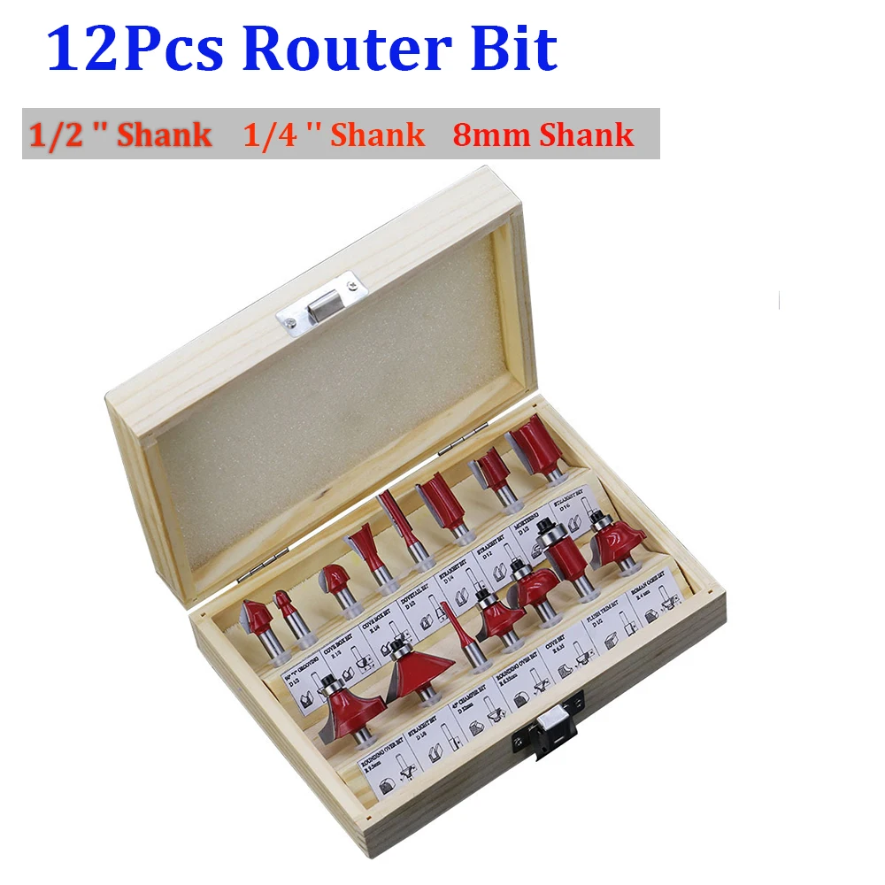 

Фрезы карбидные, 1/2 дюйма, 1/4 дюйма, 8 мм, 12 шт./компл.