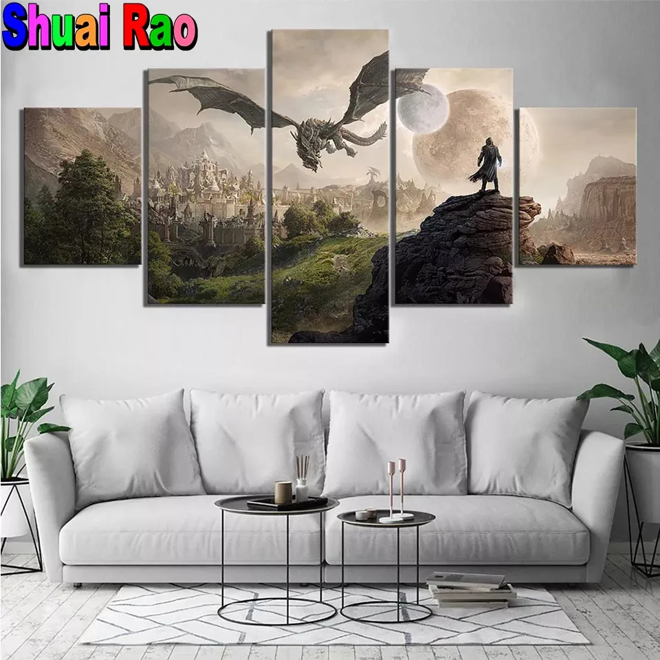 

Game Painting 4 Pieces 5d diy diamond painting full square/round mosaic embroidery Modern Decor Landscape,Christmas,CASE