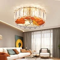 2021 new light luxury crystal master bedroom ceiling lamp warm postmodern simple living room lamp enamel creative lamp