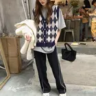 Жакет женский вязаный, без рукавов, с ромбовидным узором