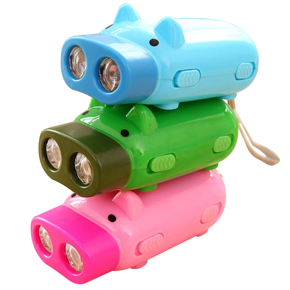 

3pcs Cartoon Flashlight Hand Pressing Flash Light Portable Electric Torch Pattern Flashlight (Random Color)