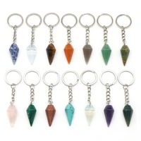 31x14mm natural stone keychains pendant reiki cone shape keychains charms for women diy jewerly accessories parry gift