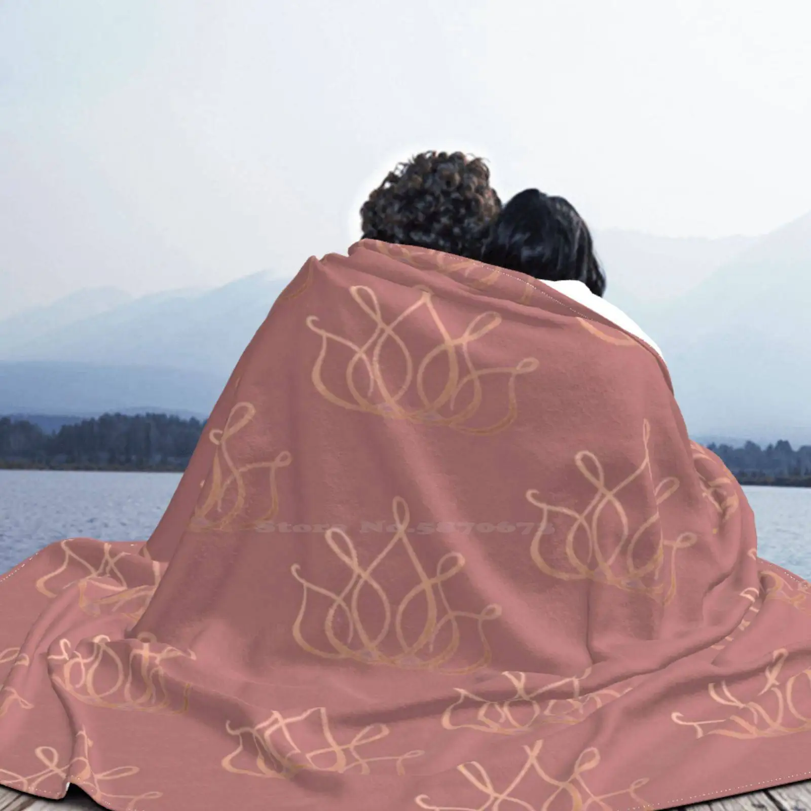 Фланелевое Одеяло люкс с ярким рисунком розовое золото фиолетовая Золотая