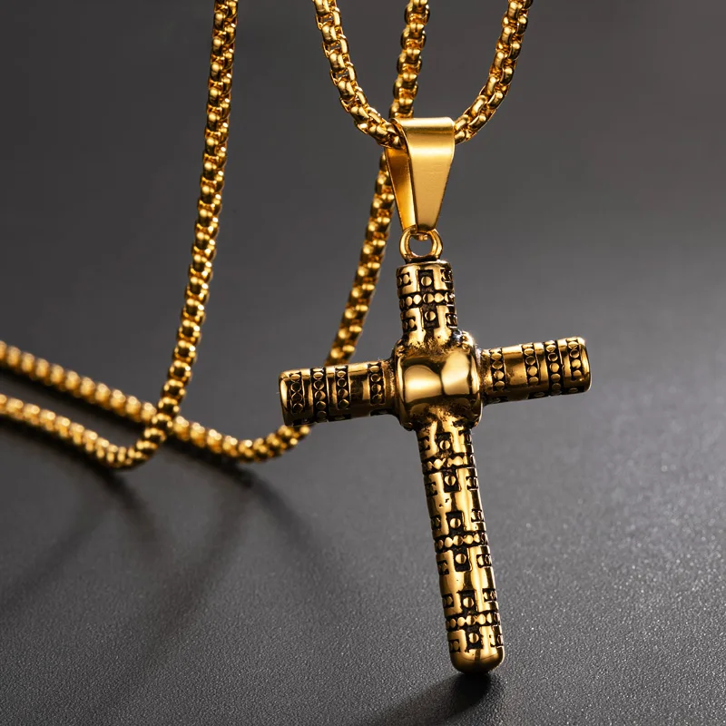 Valily Men's Punk Cross Pendant Necklace Stainless Steel Fashion Christian Jewelry for Men Women 24&quot chain | Украшения и