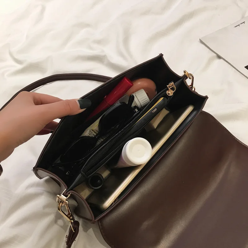 Youda Мода стиль сплошной цвет PU материал Женская классическая сумка через плечо