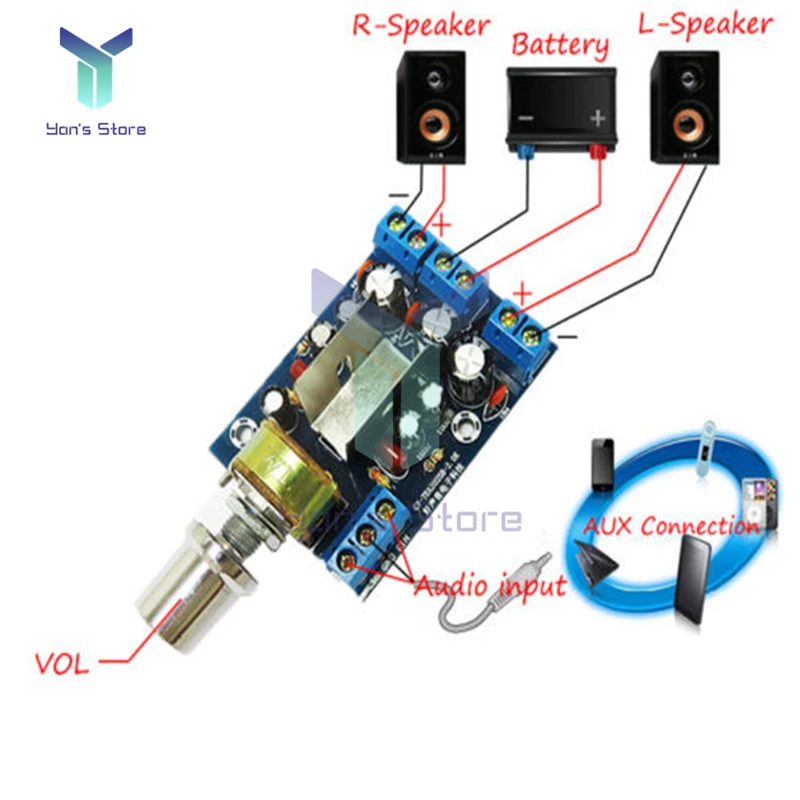 TEA2025B Mini amplifier for speakers Dual Stereo 2.0 Channel  subwoofer amplifier board sub board volume control DIY kit