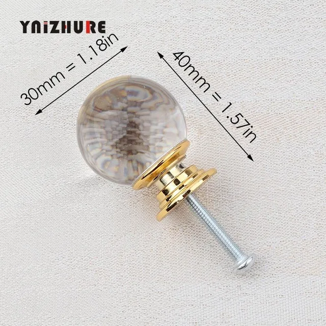 30mm Smooth Gold YNIZHURE брендовые Хрустальные стеклянные ручки для шкафа ручки для выдвижных ящиков кухонный шкаф ручки оборудование для обработки мебели - Цвет: 30mm Smooth Gold