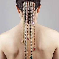 multi color pendant rhinestone ponytail hair chain jewelry for women bling crystal long tassel hair comb clip hair accessories