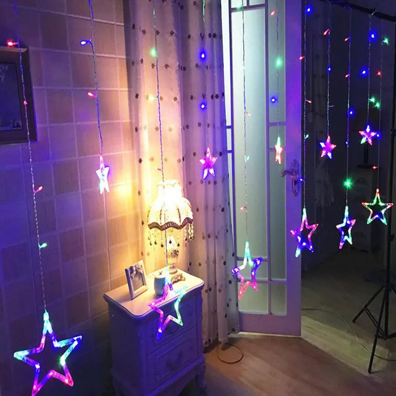 СВЕТОДИОДНАЯ Гирлянда со звездами шторы гирлянда лента сказочное освещение