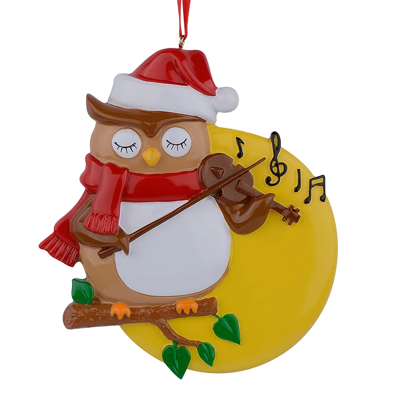 Resin Glossy Violin Owl Personalized Christmas Ornaments Used For Holiday Keepsake Gifts and Home Decor|christmas ornaments|christmas