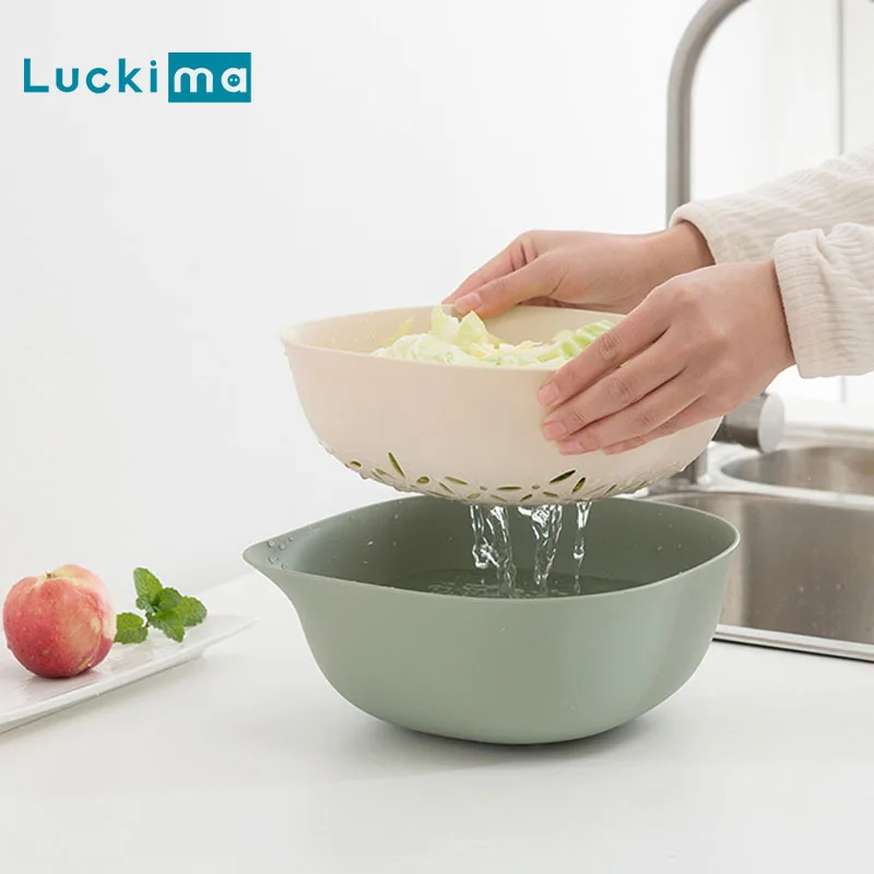 Двухслойная мойка для фруктов и овощей новый дизайн пластиковая дренажная