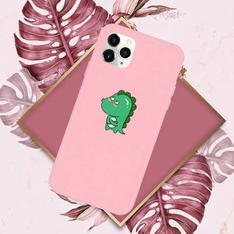 

Creative cute dinosaur Phone Case Candy Color for iPhone 6 7 8 11 12 s mini pro X XS XR MAX Plus