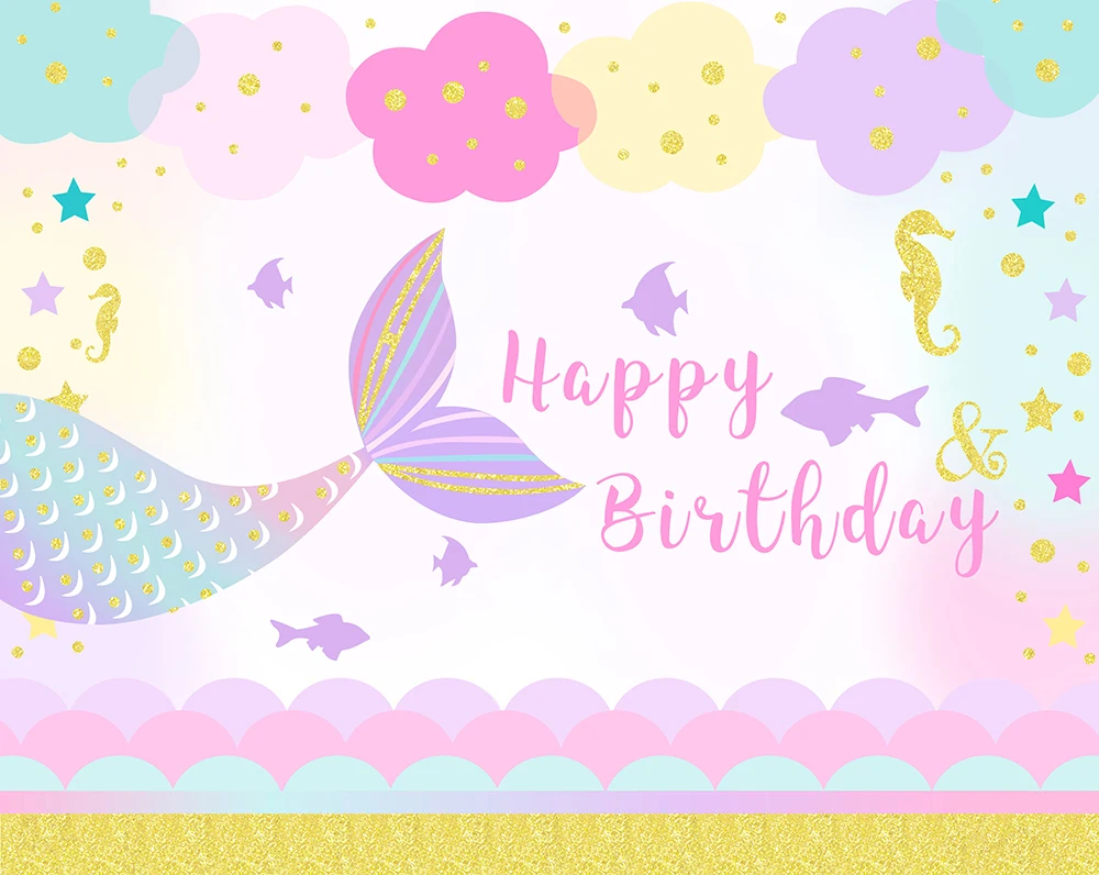 Русалка фон для фотосъемки облако детский душ День Рождения украшения