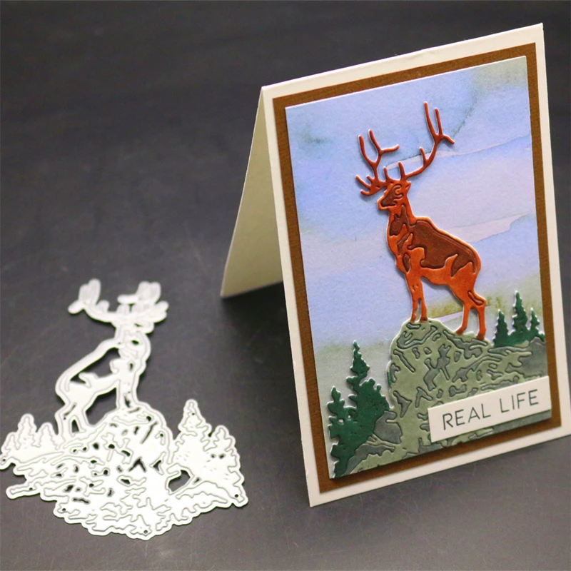 Металлические Вырубные штампы для фотографий YINISE задний фон с оленем сделано