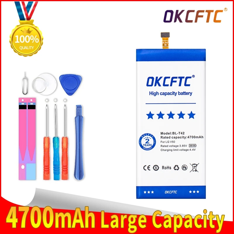 

OKCFTC 0 Cycle 4700mAh BL-T42 Battery for LG V50 ThinQ 5G LM-V500 V500N V500EM v500xm High Quality Replacement Accumulator