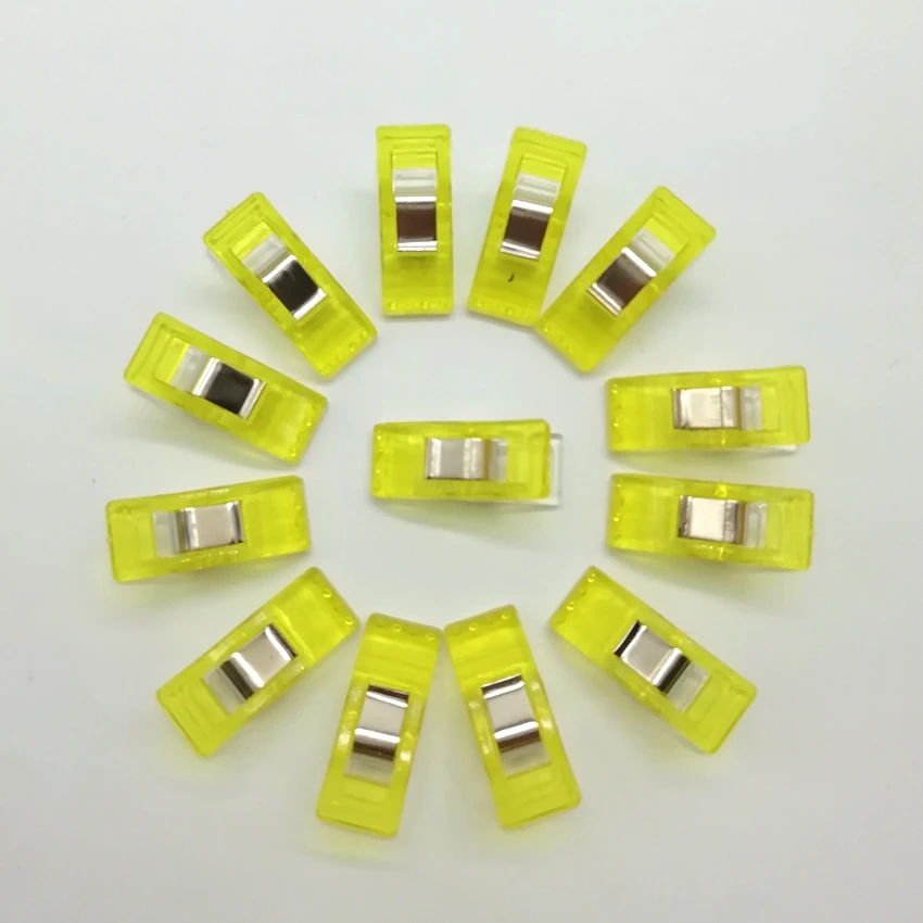 50Pcs High Quality Multicolor Plastic Clips Holder DIY Patchwork Fabric Quilting Craft Sewing Knitting Suspender Clip - Цвет: yellow