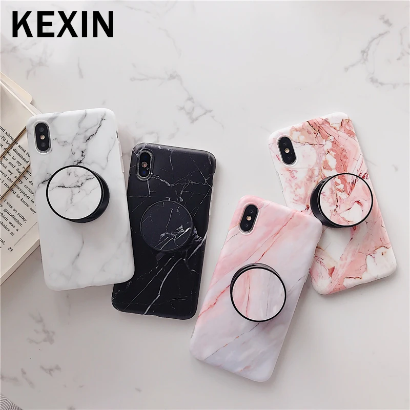Простой Мраморный чехол KEXIN для iPhone XS MAX XR X 7 8 Plus телефона с подставкой дизайн Huawei