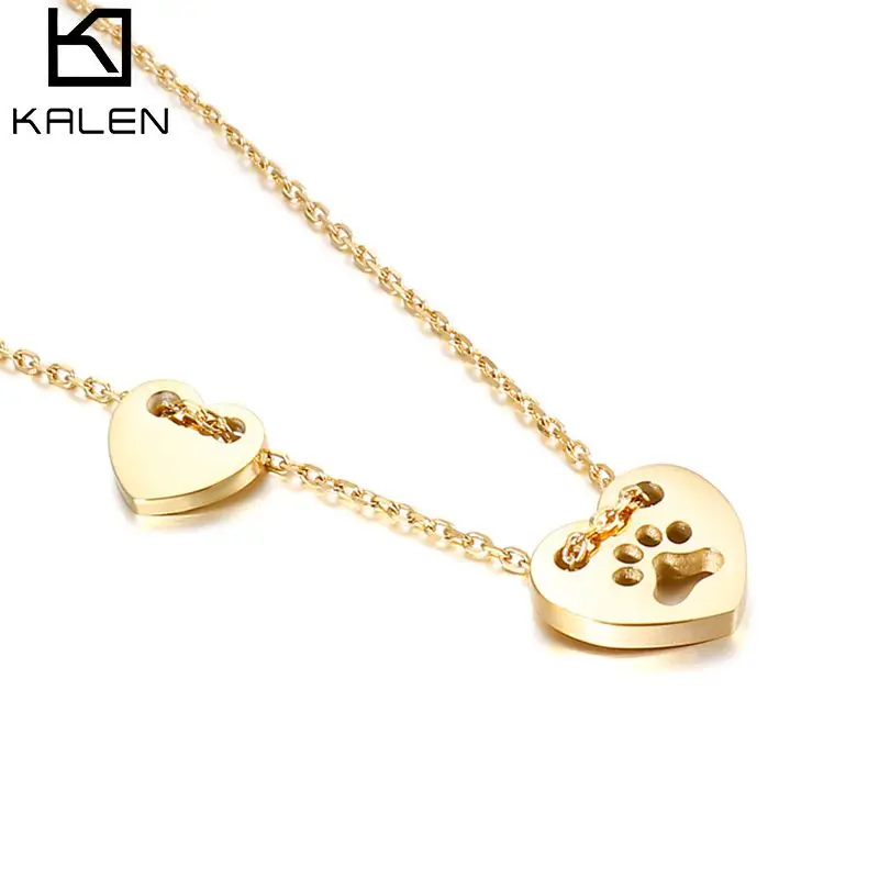 

Kalen Single Layer Love Cartoon Bear Stainless Steel Pendant Necklace Bear Pendant Gold Heart Necklaces for Women Gift Bijoux