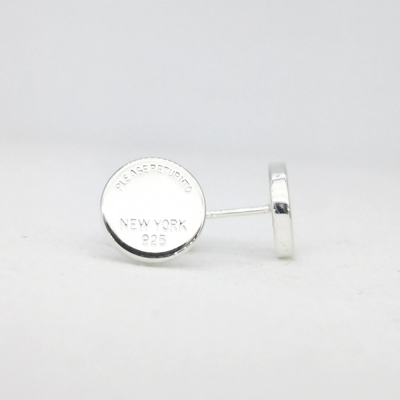 

Women's Sterling Silver Classic Silver Round Engraved Alphabet Stud Earrings Round Sterling Silver Women's Stud Earrings