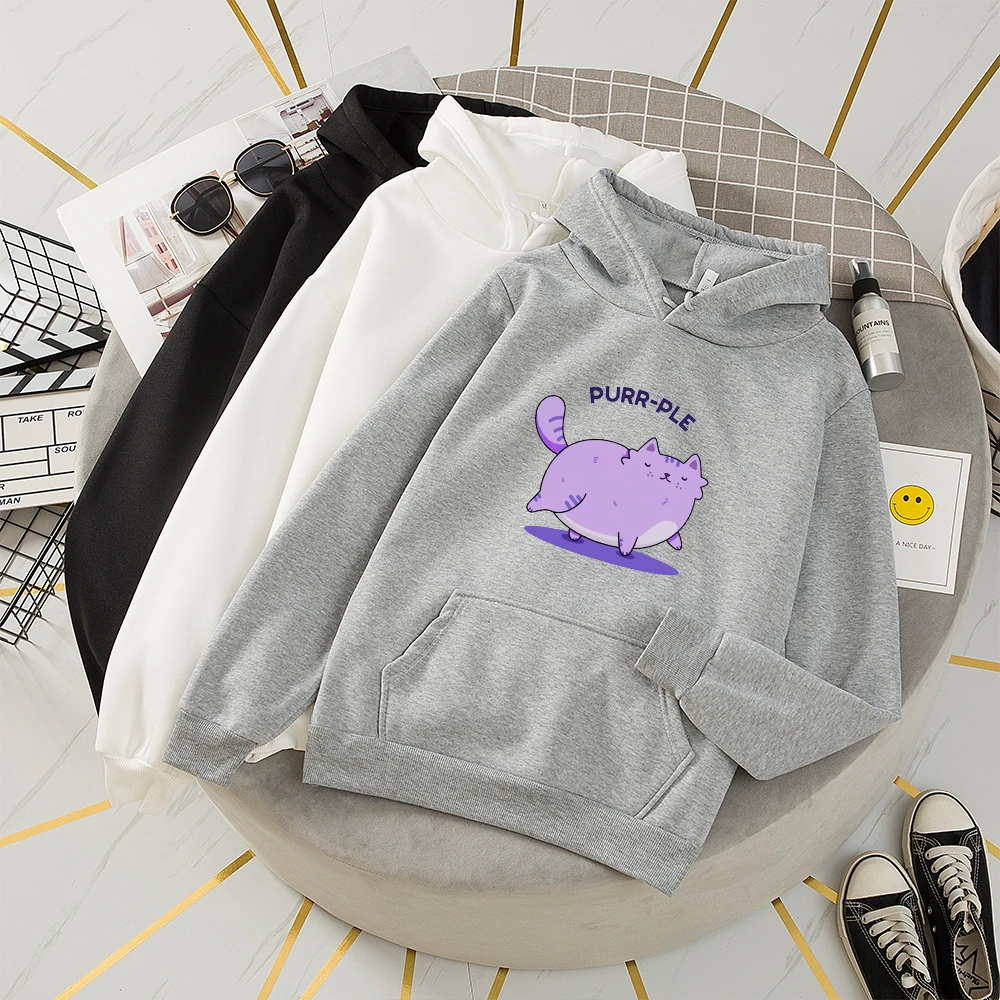 Cat Print Hoodie with Pocket Streetwear Oversize Long Sleeve Sweetshirt Warm Hoodies for Women Hoody Girl Sudadera Mujer Fashion