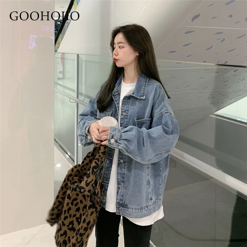 

GOOHOJIO 2021 New Spring and Autumn Oversized Cowboy Jackets Women Fashionable Cowboy Jackets for Women Casual Women Jackets