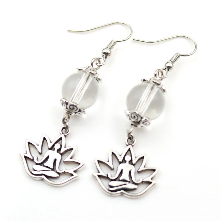 FYJS уникальный посеребренный Будда круглые бусины висячие серьги много цветов