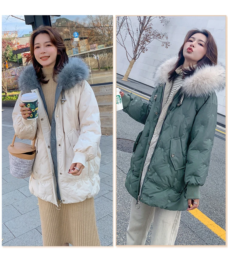 Женское пуховое пальто теплая Толстая парка с капюшоном из натурального меха