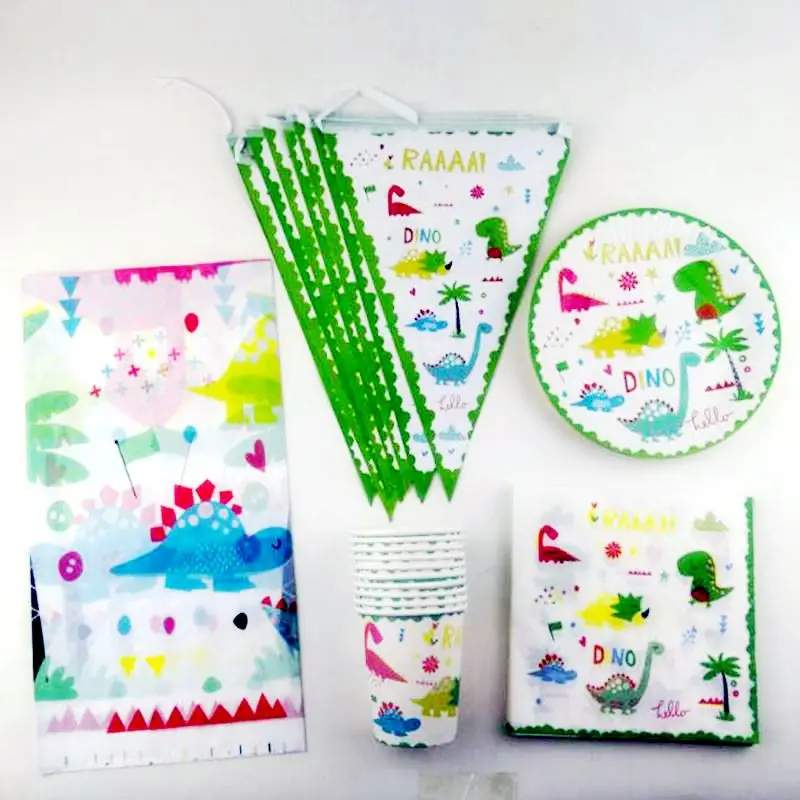 Набор столовой посуды в стиле динозавра комплект из 51 предмета салфетки на день