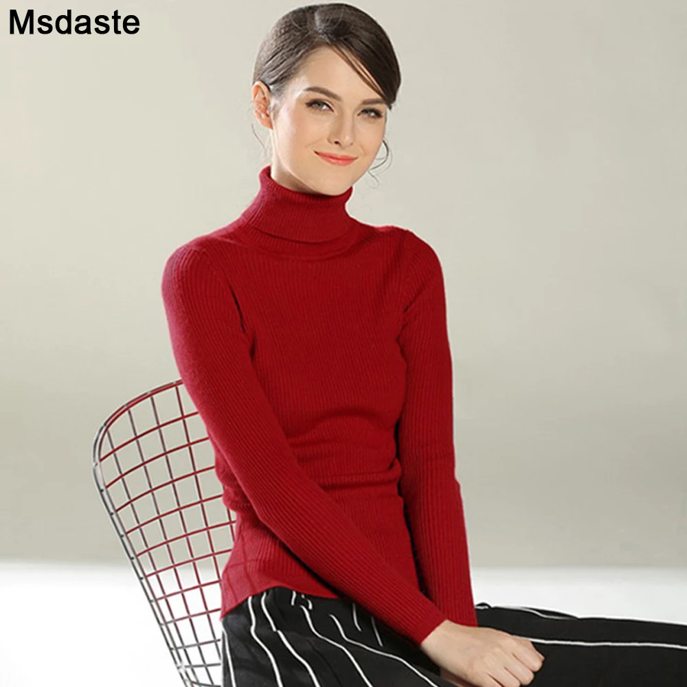 Свитер с высоким воротником вязаные свитера женские теплые осенне-зимние топы