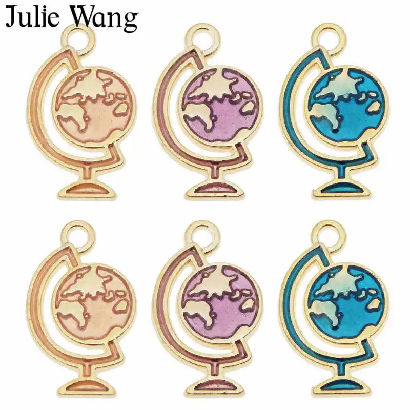 Julie Wang 12 шт. эмалевые маленькие шары шармы сплав золотой тон карта кулон ожерелье