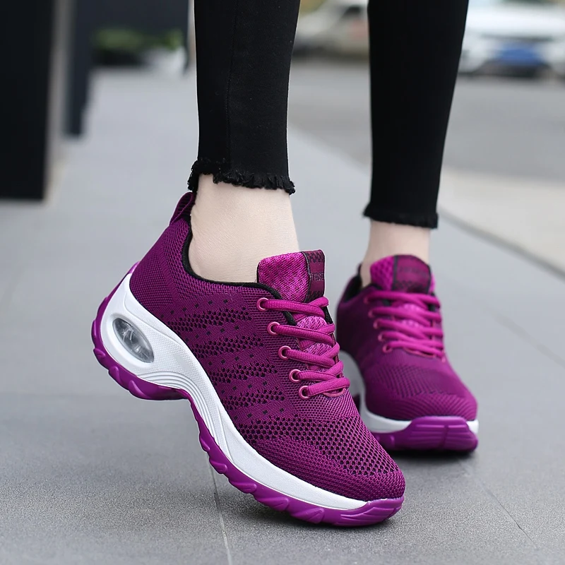 

Women Sneakers Mesh Running shoes Ladies Walking Dancing Sport Shoes Outdoor Air Cushion Breathable Footwear Lace up Sneakers
