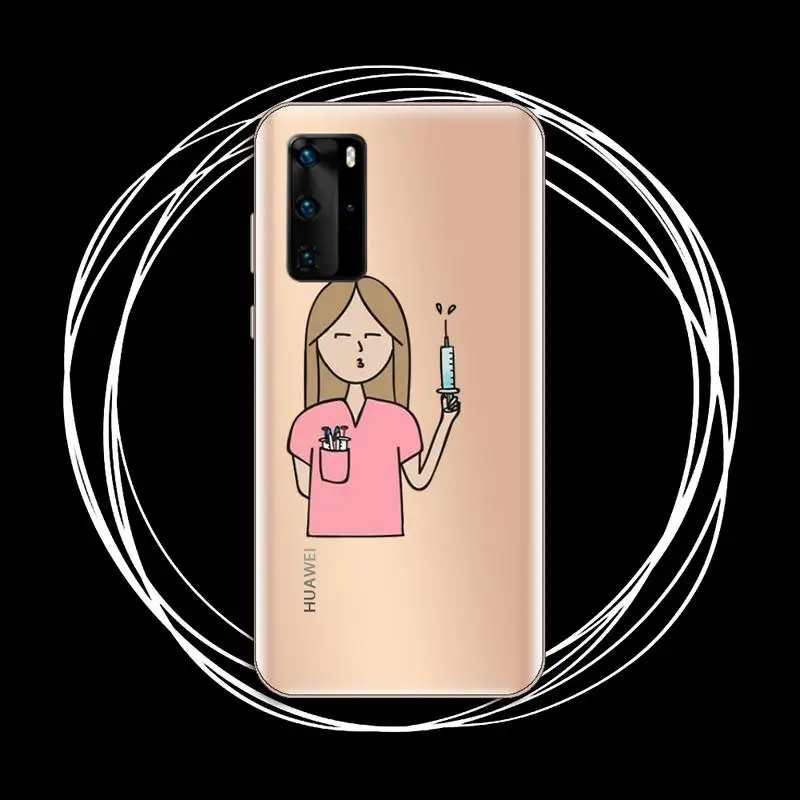 

Nurse Queen Doctor King Phone Case Transparent for Huawei P20 P30 P40 lite pro P smart 2019 honor 8x 10i