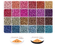 24 colors 4mm small glass seed beads kit elastic string jewelry pony craft loose beads diy bracelets making supplies