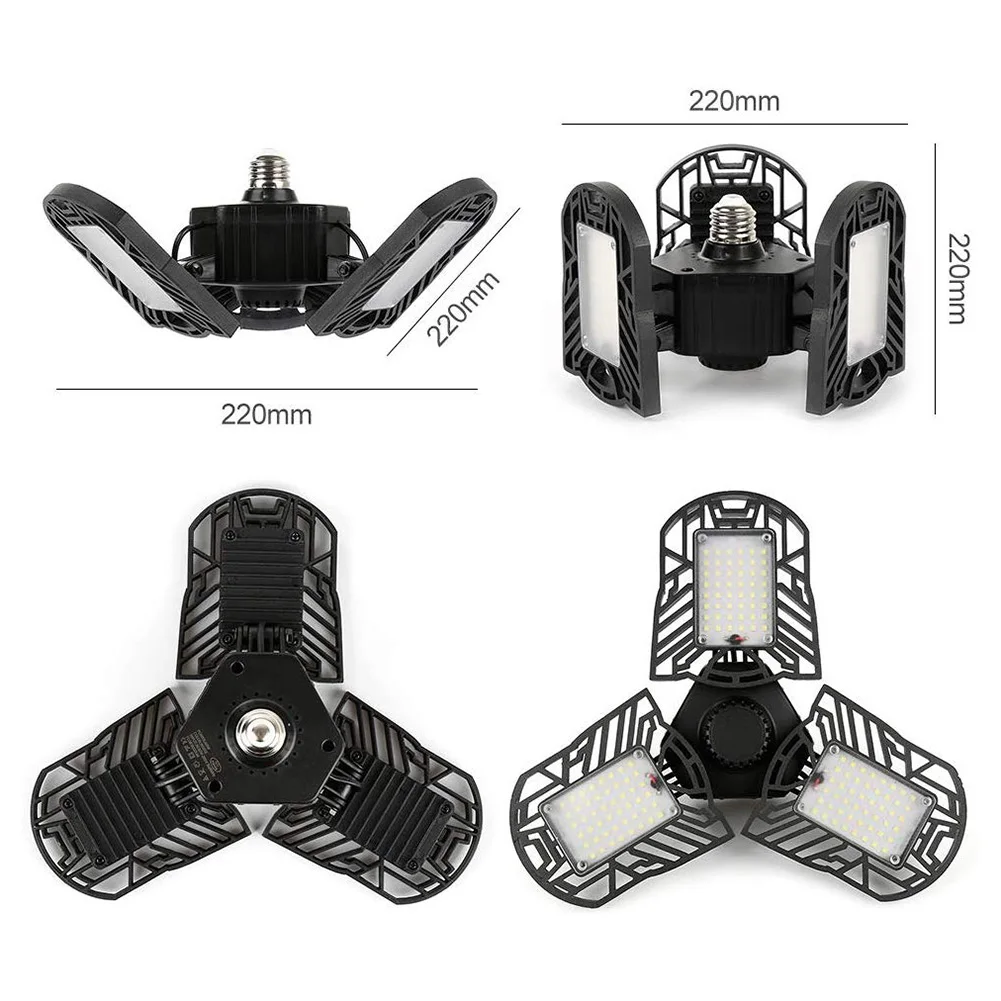 

80W E27 Deformable 144LED Warehouse High Brightness Light 85V-265V Folded Fan 3-blade Workshop Lamp Industrial Lighting