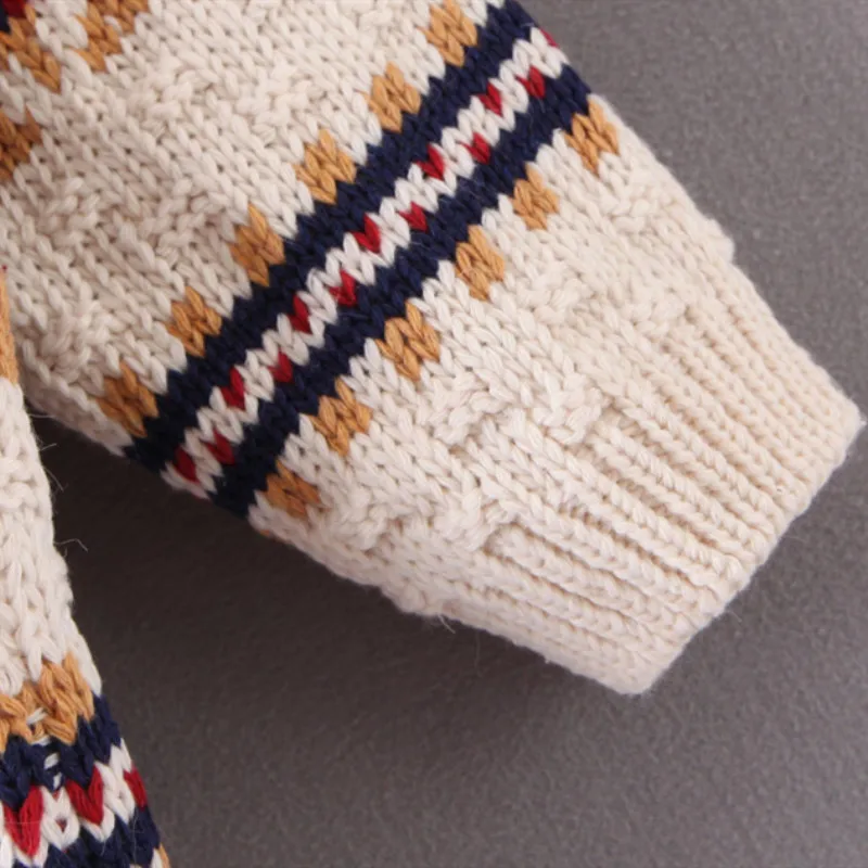 NSZ женский полосатый вязаный свитер с принтом длинный рукав трикотаж Зимние