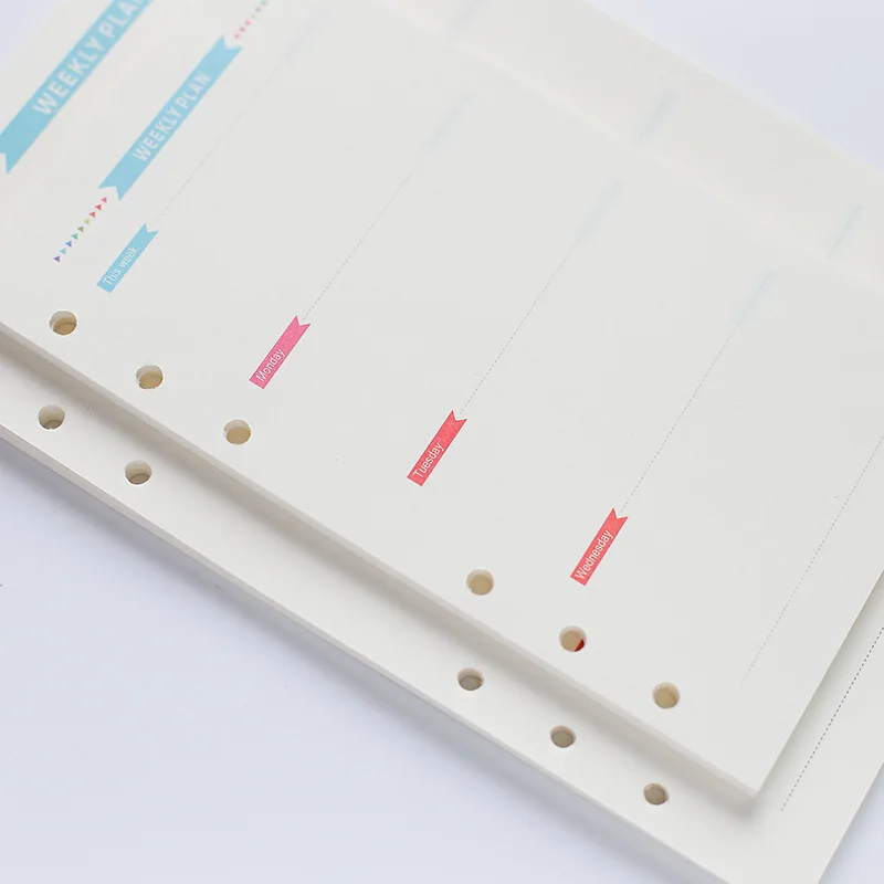 A5 A6 бумага 160 листов в комплекте 6 отверстий ежедневный еженедельный ежемесячный