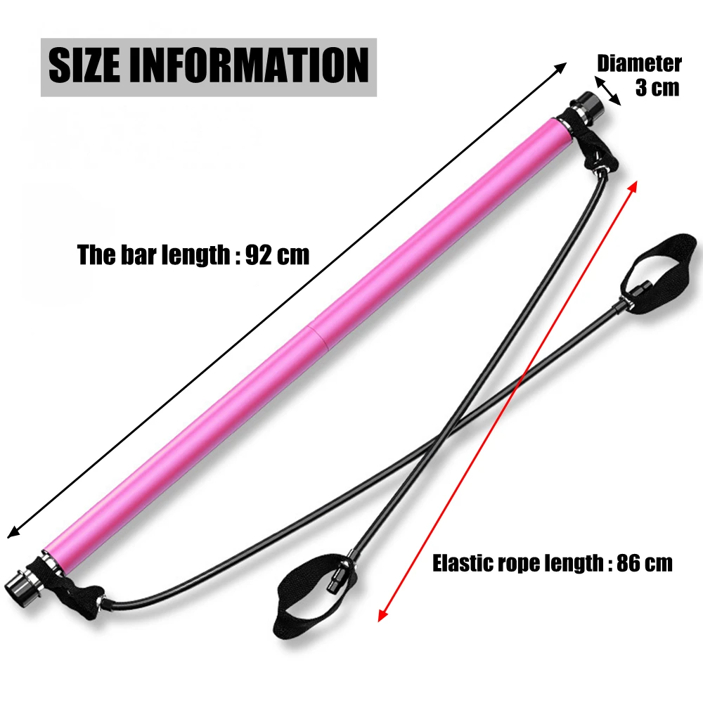 

Pilates Exercise Stick Multifunction Foldabl Fitness Home Yoga Gym Workout Body Abdominal Resistance Band Rope Puller with Box