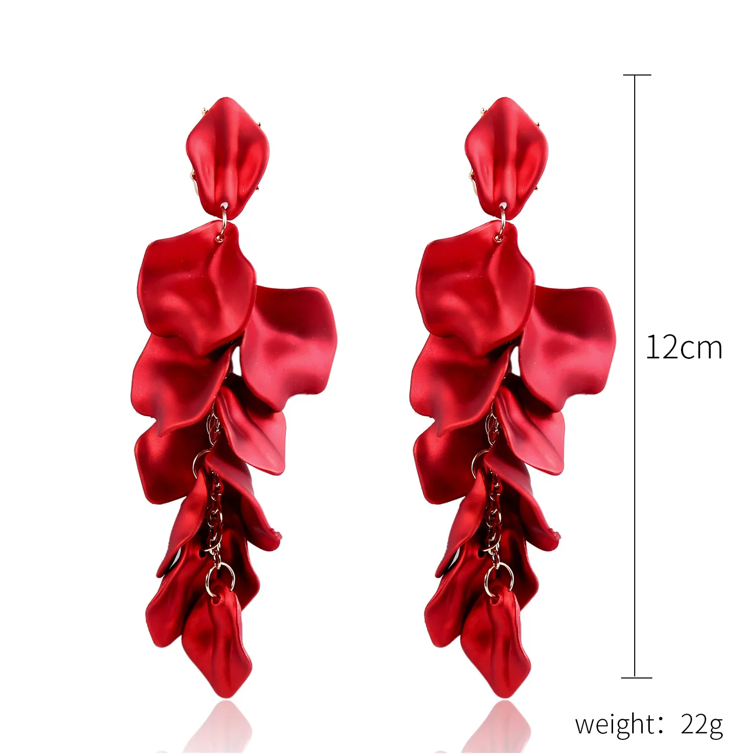 

5 Shapes 2021Trend Cross-border Exaggerated Red Rose Petal Fashion Large Tassel Hoop Unusual Earrings For Women Jewelry