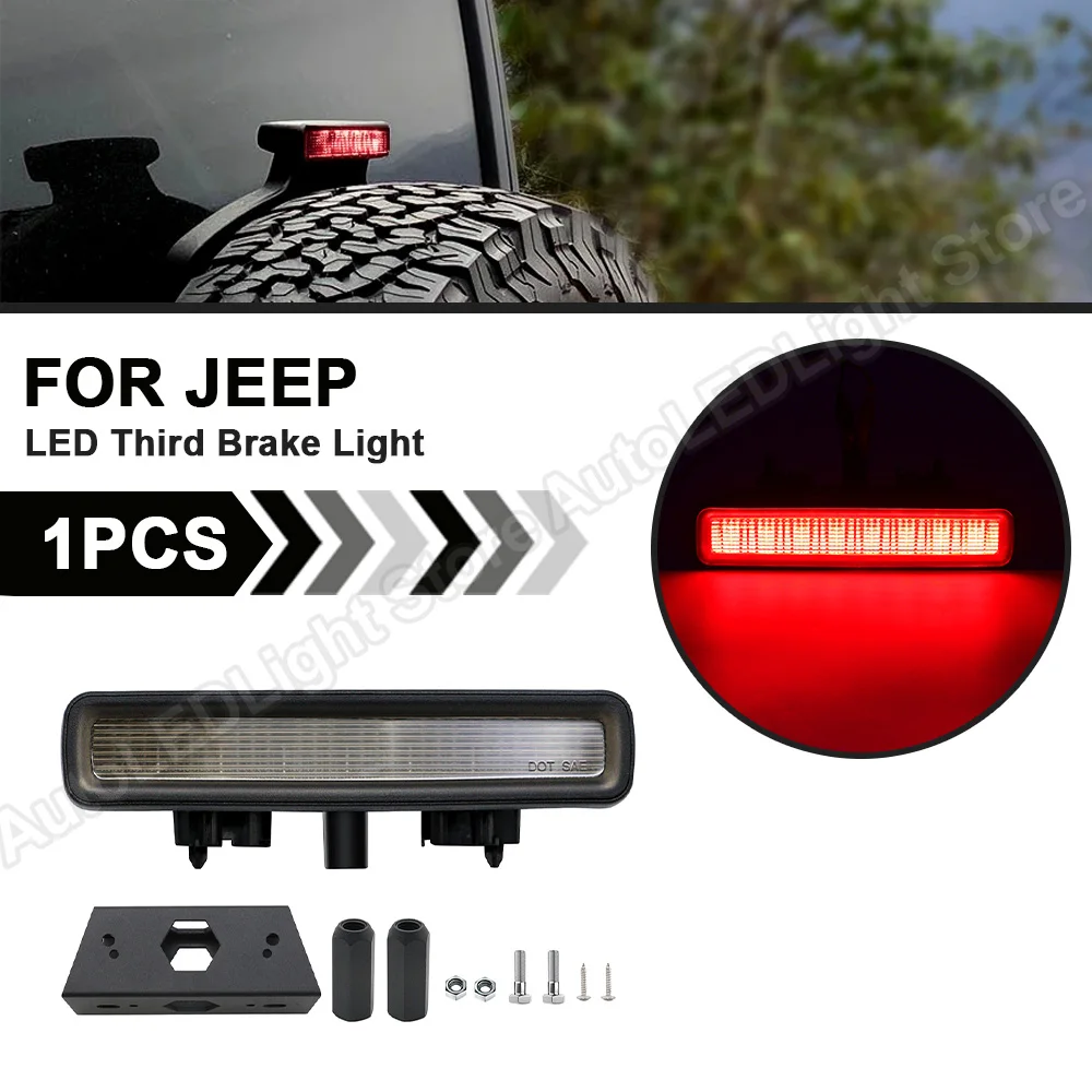 

1X LED Third Strobe Brake Light Rear High Mount Stop Light For Jeep Wrangler JL 2018 2019 2020 3rd Brake Lamp Roof Warning Light