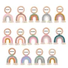 OOTDTY 1 шт. Рождество платье с радугой для маленьких Детское Зубное кольцо, безопасная, из дерева Прорезыватель для зубов для детей по уходу за ребенком аксессуар подарок на нулевой день рождения