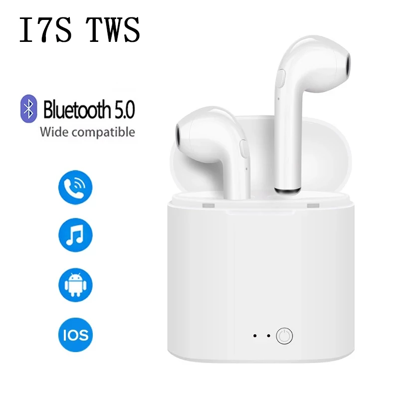 

I7s беспроводные наушники Bluetooth 5,0, Двойные стерео спортивные наушники-вкладыши, гарнитура с микрофоном и зарядным боксом, наушники для всех с...