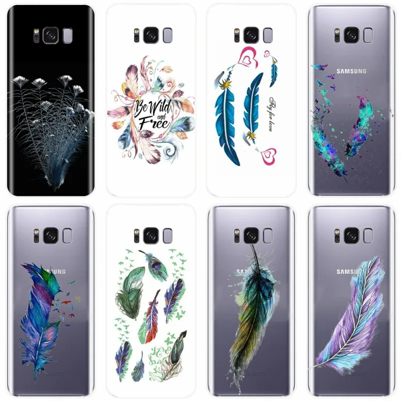 Красивый чехол с перьями для телефона из ТПУ Samsung Galaxy S6 S7 S8 S9 S10 PLUS S6EDGE S7EDGE NOTE8 9 S10LITE