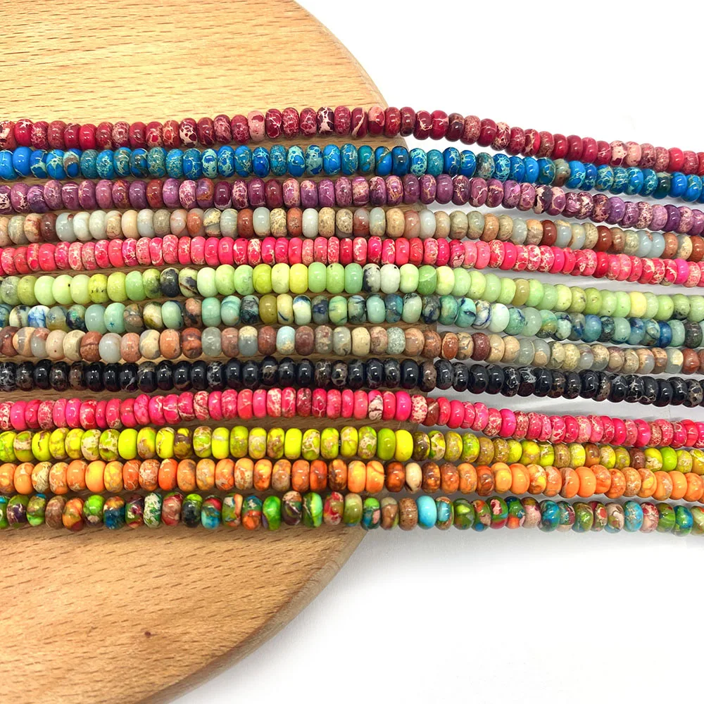 

1 Strand Round Button Shaped Natural Semi-precious Stone 2.5x4 Mm Turquoise Loose Beads Strand 17 Colors DIY for Making Necklace