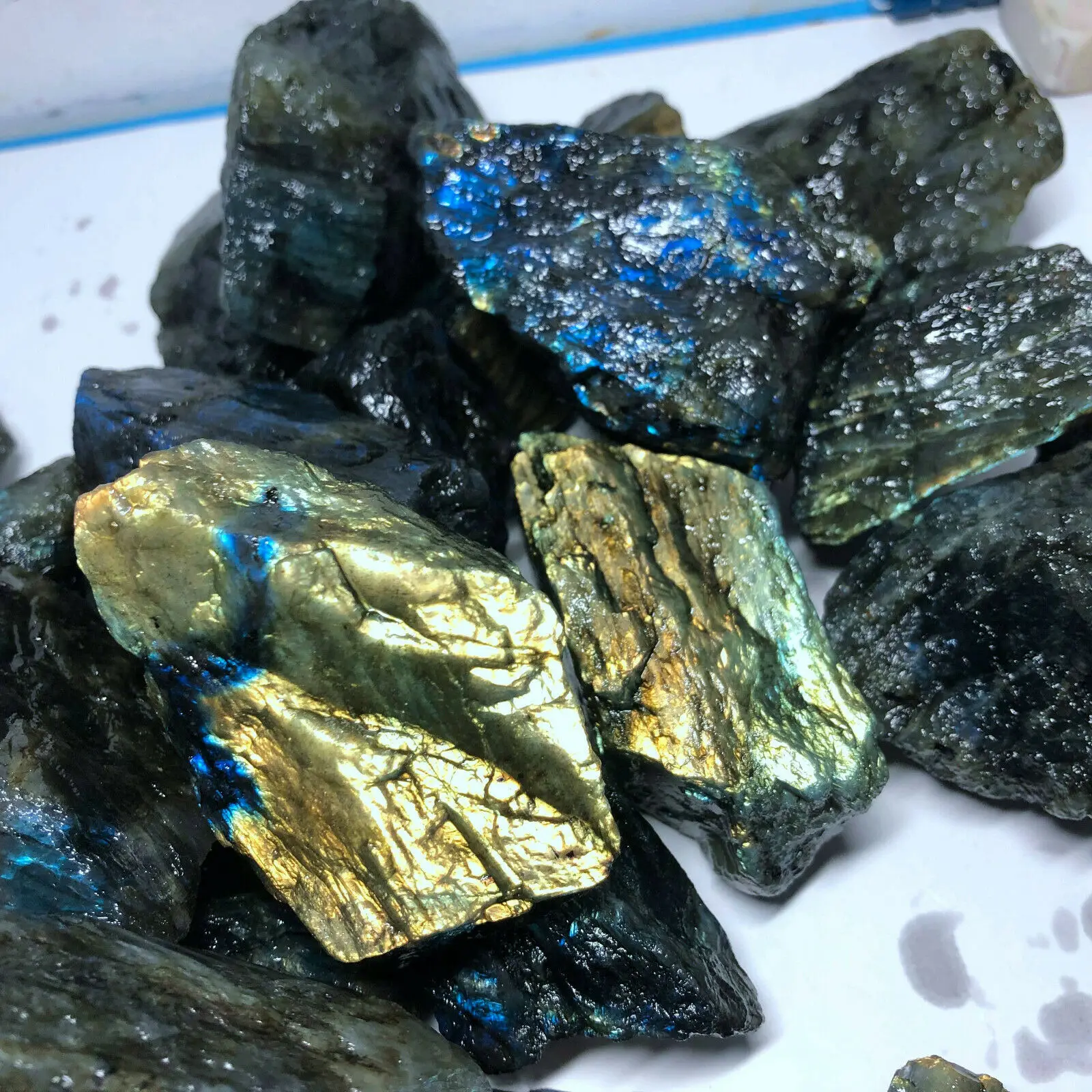 Природный лабрадорит кварц образец кристаллического минерала Рейки Исцеление -