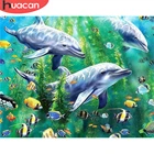 HUACAN краска по номерам дельфин животные сделай сам ручная краска ed Wall Art Для Взрослых картина по номерам морское дно подарок домашний декор
